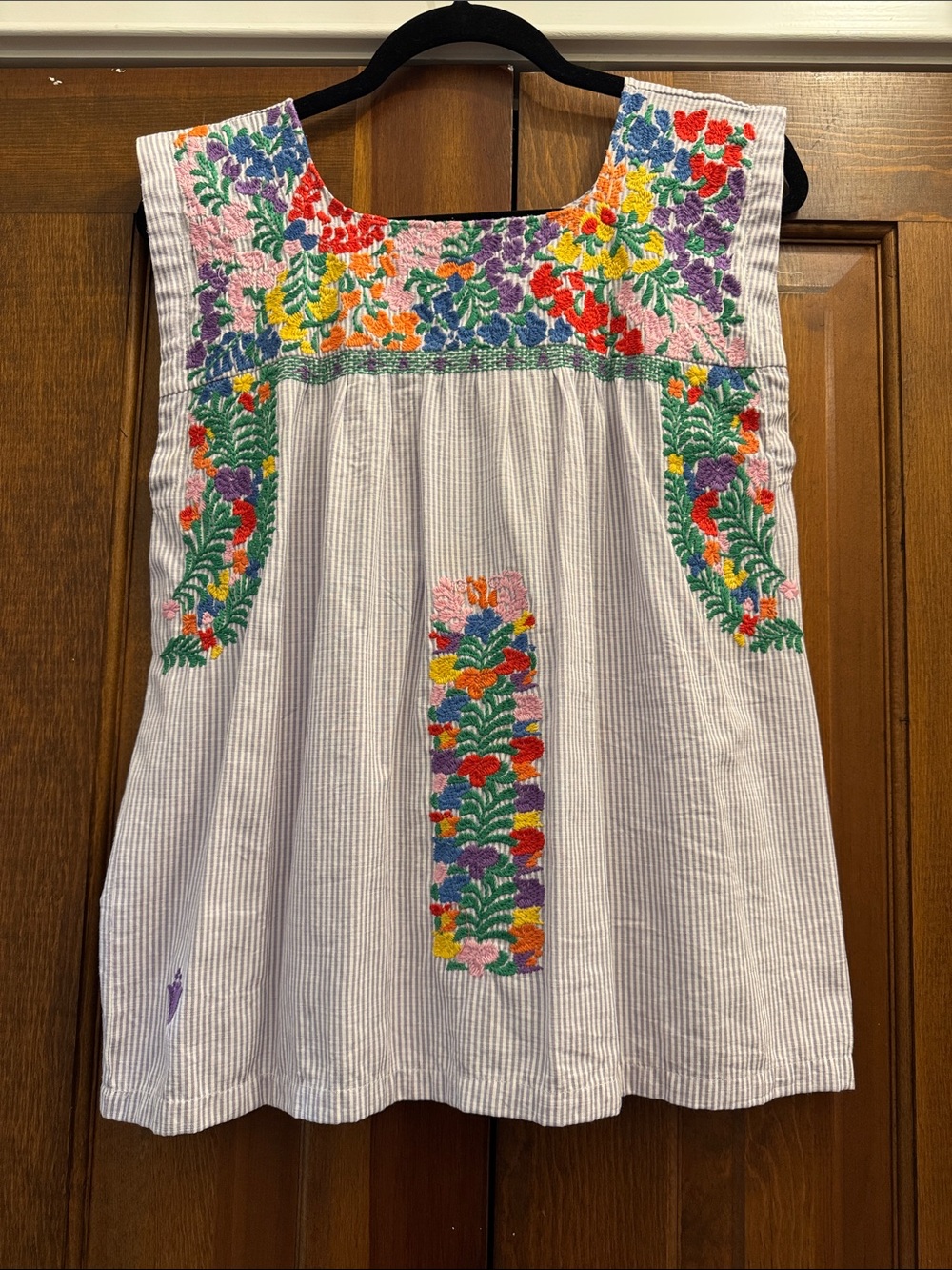 J.MarieEmbroidered Floral Cotton Tunic Top - Multicolor- size small